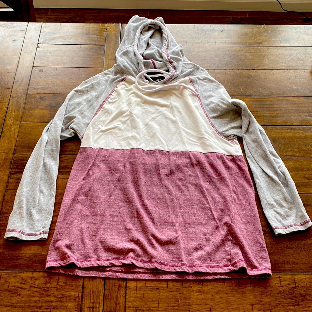 Maroon white and grey light hoodie